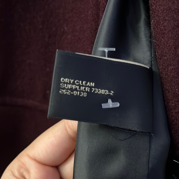 Worthington wool blend dark cherry/ burgundy red and black leather coat - Picture 8 of 8